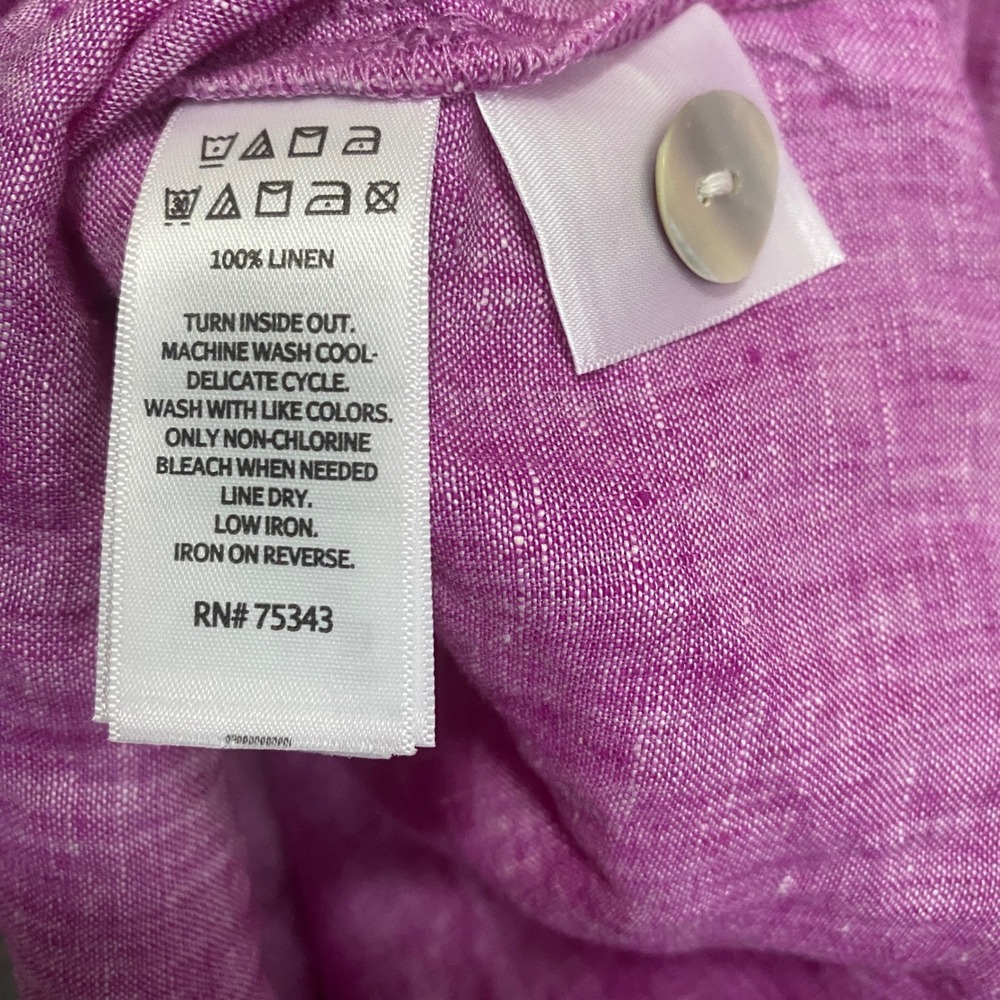 Tahari Linen Tunic Top Women XL Purple Beach Coastal Lagenlook Resort Minimalist - Picture 8 of 9